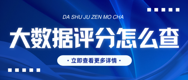 大数据评分去哪查？3大常见问题，答案都在这了